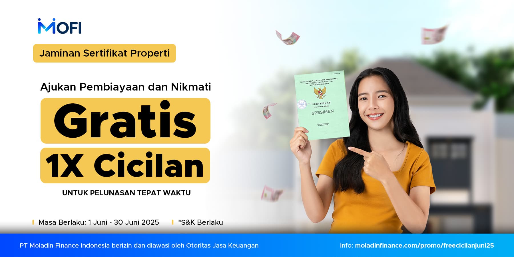 Promo Gratis 1X Cicilan Pembiayaan SME dengan Jaminan Sertifikat Properti