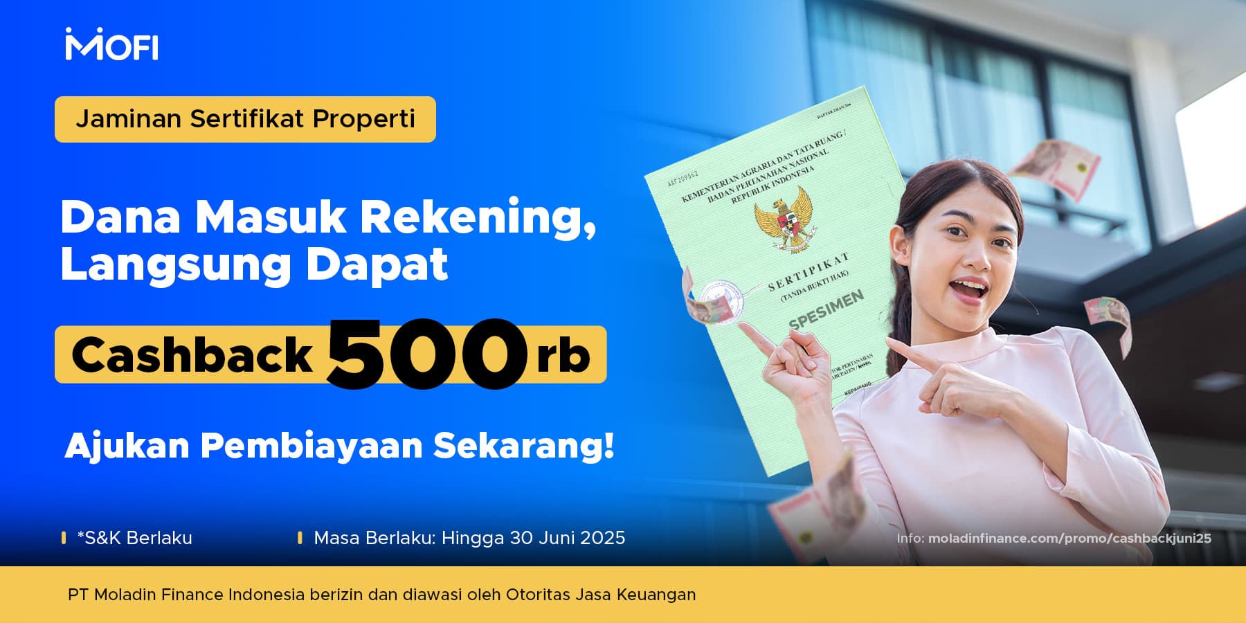 Promo Cashback Rp. 500.000 Pembiayaan SME Jaminan Sertifikat Properti