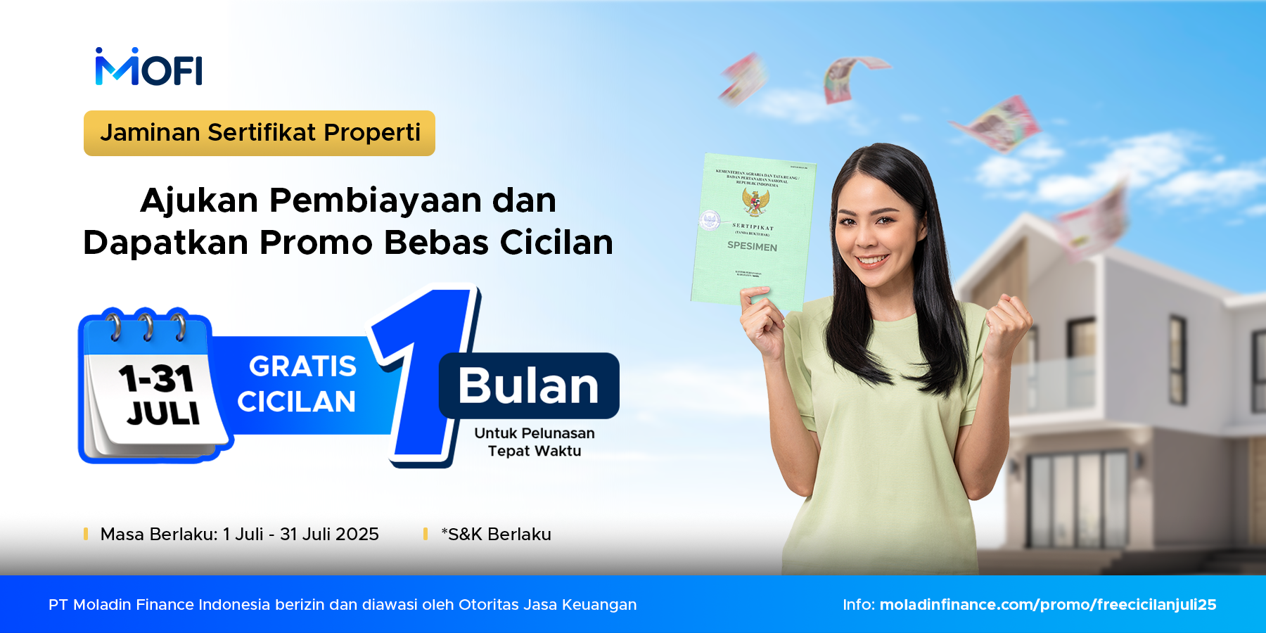 Promo Gratis 1X Cicilan Pembiayaan Jaminan Sertifikat Properti