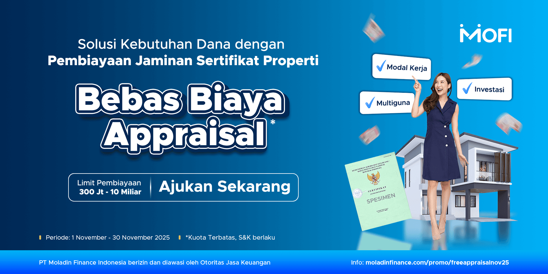 Promo Bebas Biaya Appraisal Jaminan Sertifikat Properti November 2025