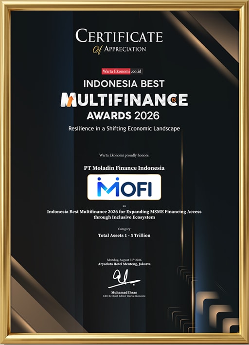 Indonesia's Best Multifinance Awards 2026 certificate